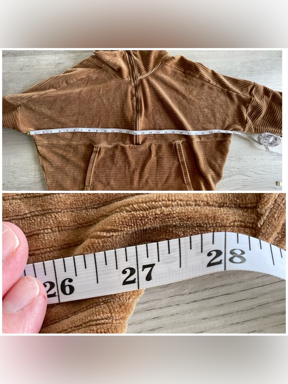 Prana size large Escambia half zip pullover in camel brown velour rib texture - Picture 7 of 16